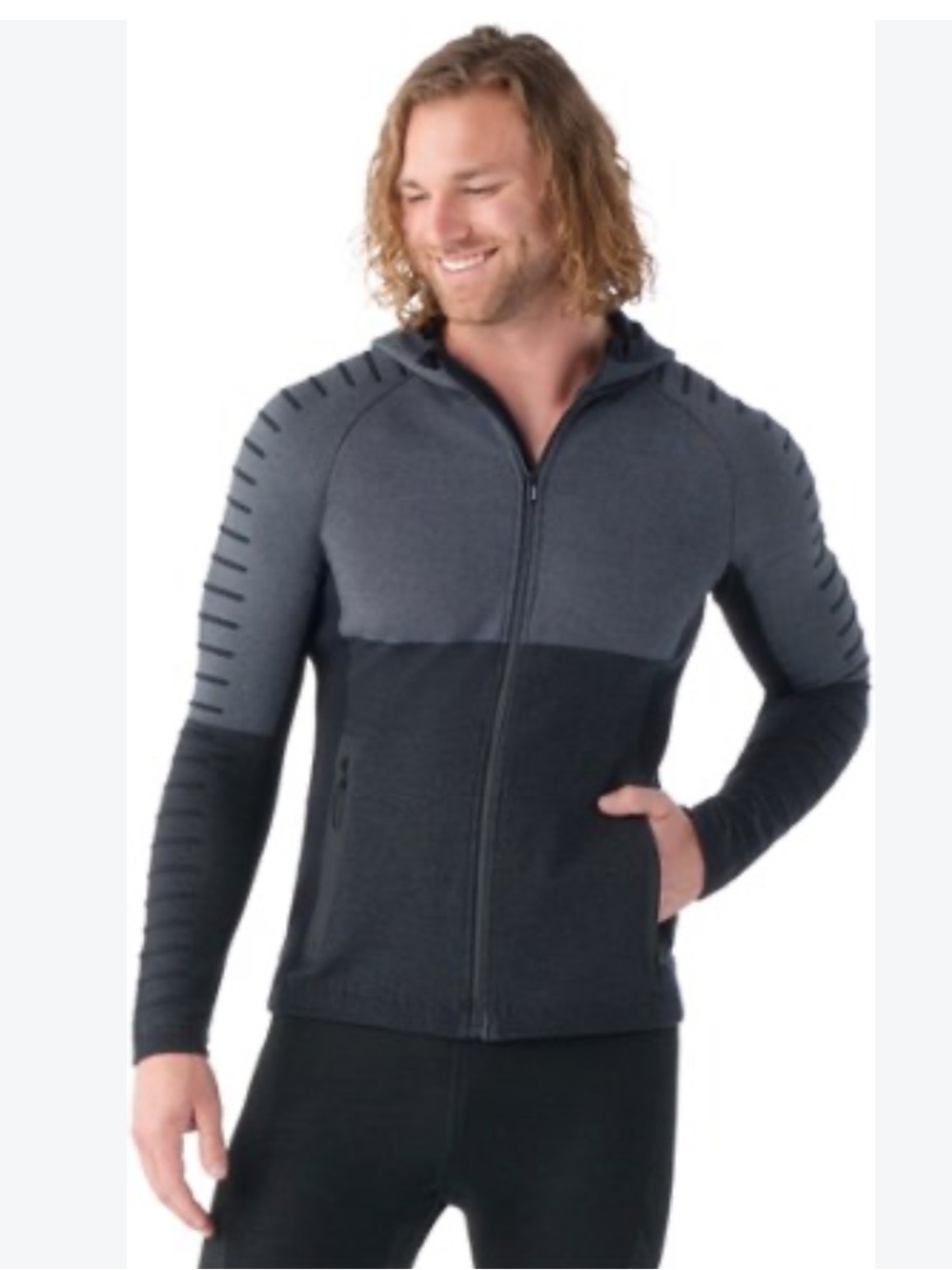 Smartwool Merino  Men's Hooded Full-Zip Sweater Jacket in Gray & Black Sz M